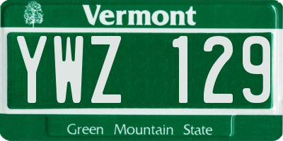 VT license plate YWZ129