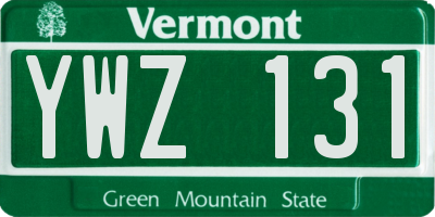 VT license plate YWZ131