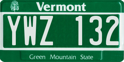 VT license plate YWZ132