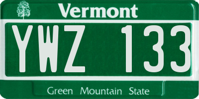 VT license plate YWZ133