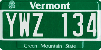 VT license plate YWZ134