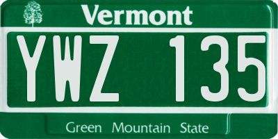 VT license plate YWZ135