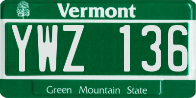 VT license plate YWZ136