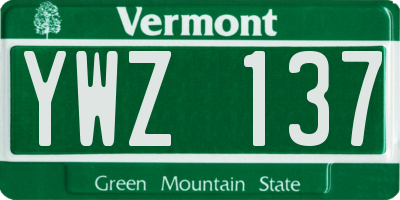 VT license plate YWZ137