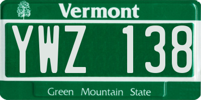 VT license plate YWZ138