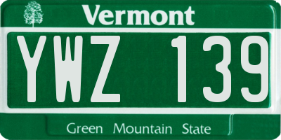 VT license plate YWZ139