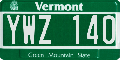 VT license plate YWZ140