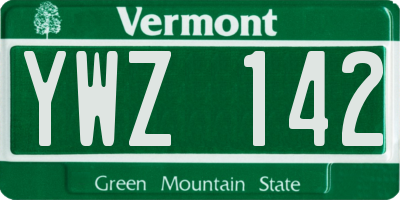 VT license plate YWZ142