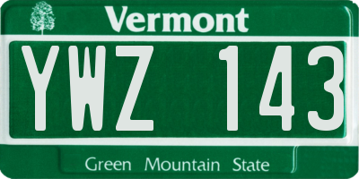 VT license plate YWZ143