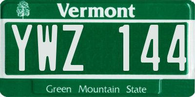 VT license plate YWZ144
