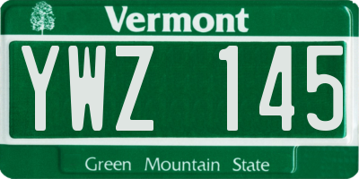 VT license plate YWZ145