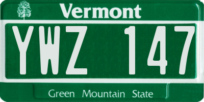 VT license plate YWZ147