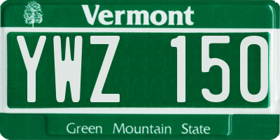 VT license plate YWZ150