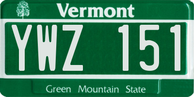 VT license plate YWZ151