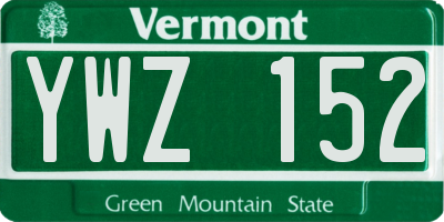 VT license plate YWZ152