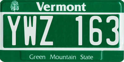 VT license plate YWZ163