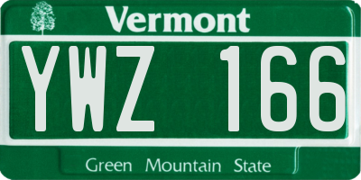 VT license plate YWZ166