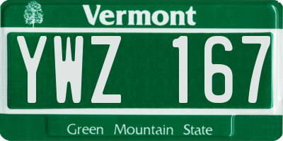VT license plate YWZ167