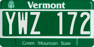 VT license plate YWZ172