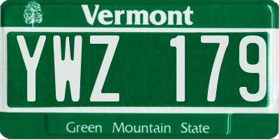 VT license plate YWZ179
