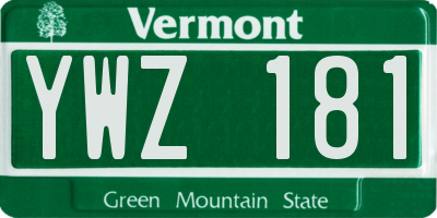 VT license plate YWZ181