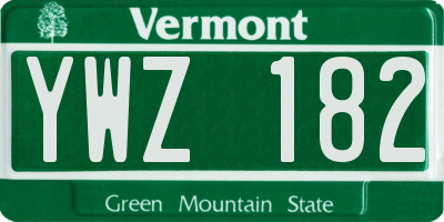 VT license plate YWZ182