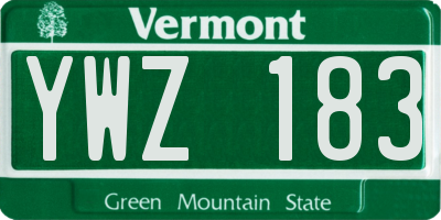 VT license plate YWZ183