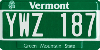 VT license plate YWZ187