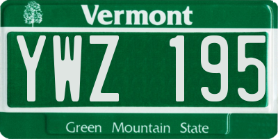 VT license plate YWZ195