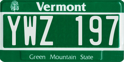 VT license plate YWZ197