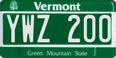 VT license plate YWZ200