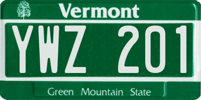 VT license plate YWZ201