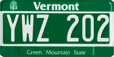 VT license plate YWZ202