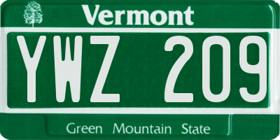 VT license plate YWZ209