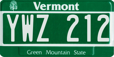 VT license plate YWZ212