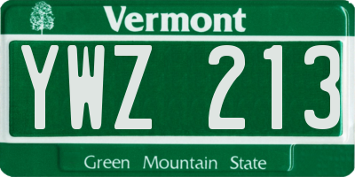 VT license plate YWZ213