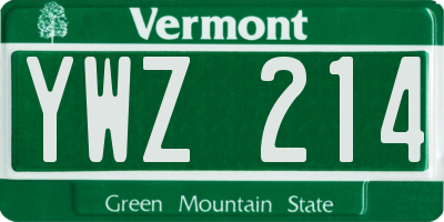 VT license plate YWZ214