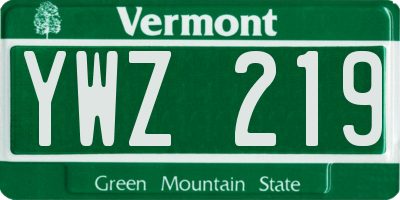 VT license plate YWZ219