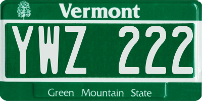 VT license plate YWZ222