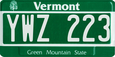 VT license plate YWZ223