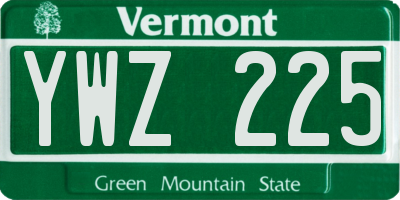 VT license plate YWZ225