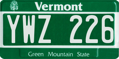VT license plate YWZ226
