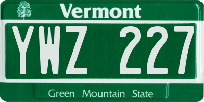 VT license plate YWZ227