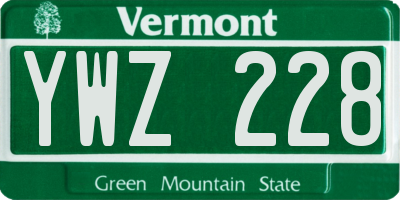 VT license plate YWZ228