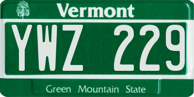 VT license plate YWZ229