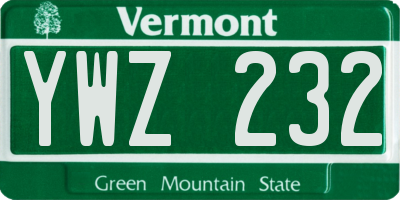 VT license plate YWZ232