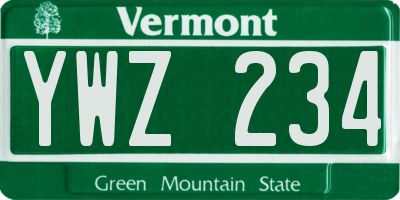 VT license plate YWZ234