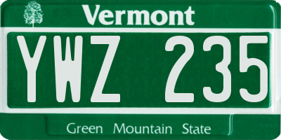 VT license plate YWZ235