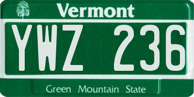 VT license plate YWZ236