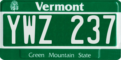 VT license plate YWZ237